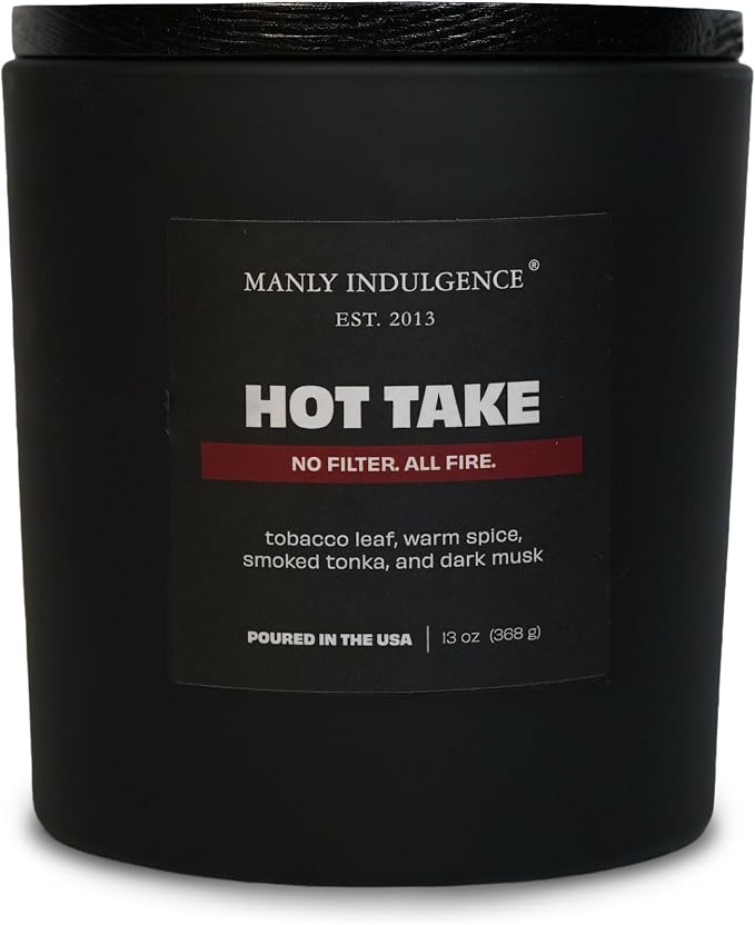 Manly Indulgence Hot Take Scented Candle, 2 Wick, 13 oz, Premium Soy Blend Wax, Candles for Home Scented - Made in The USA