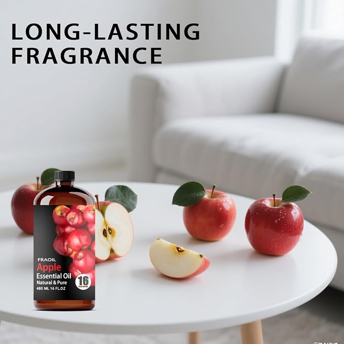 Apple Essential Oil, Apple Oil 16 Fl Oz 480 ML for Diffuser Humidifier Yoga Cleaning DIY Candle Soap Making Perfume Gift for Women Essential Oils FRAOIL (Apple 16 Fl Oz (Pack of 1))