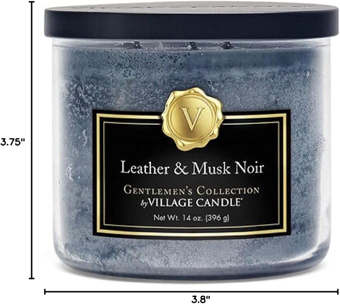 Village Candle Leather & Musk Noir Medium Bowl, 14oz, Black, 1 count