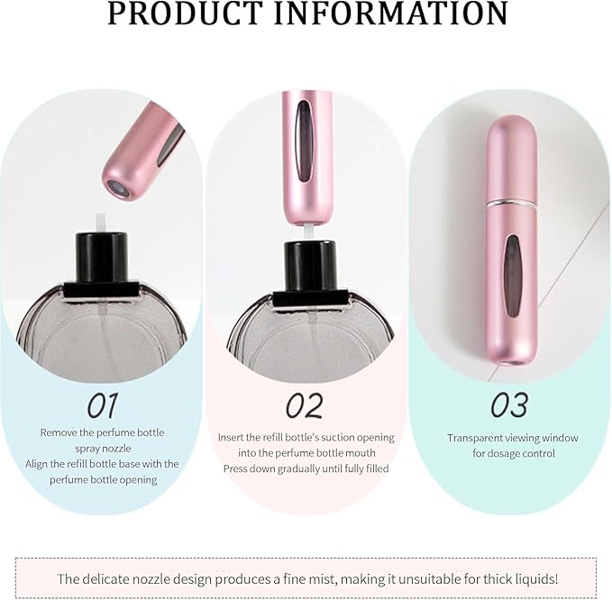 4 Pcs Perfume Travel Refillable, 5ml Travel Perfume Bottle Refillable, Atomizer Sprayer For Perfume, Perfume Atomizer For Essentials For Men & Women, Perfect For Pockets