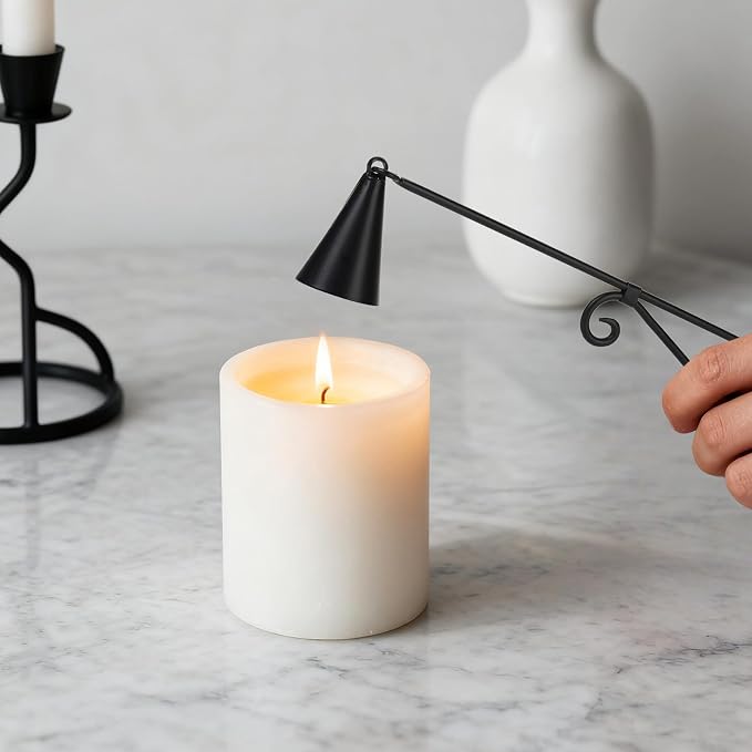 Iron Vintage Black Candle Snuffer, 9.37 Inch Long Handle with 1.57 Inch Bell, Home Decor