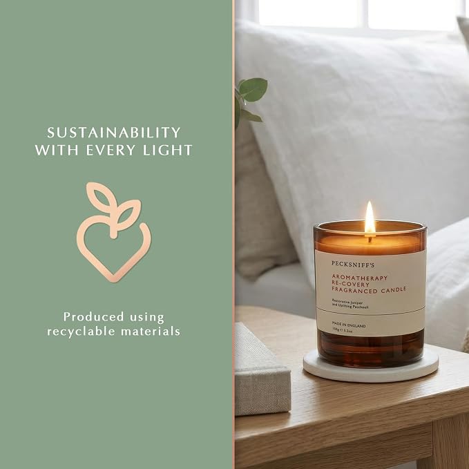 Pecksniff's Aromatherapy Re-Covery Candle - Uplifting Patchouli & Juniper Scent, 150g - Perfect for Relaxation & Well-Being