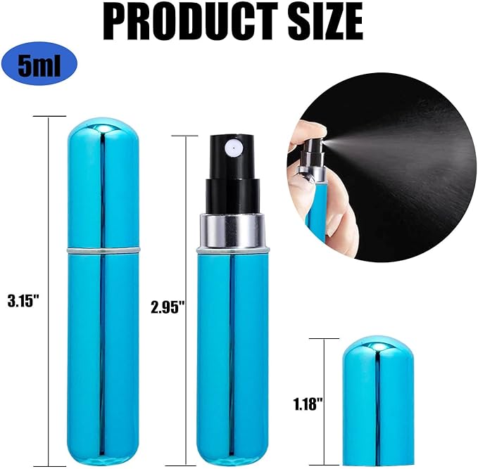 Perfume Travel Refillable Atomizer, Mini Perfume Atomizer Refillables, Scent Pump Case, Small Perfume Spray (10Pcs,5ml)