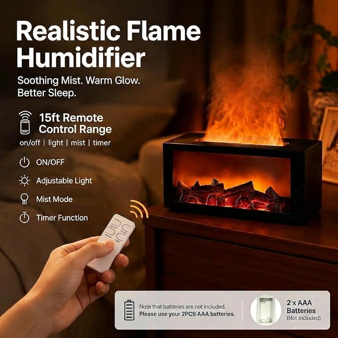 300ML Essential Oil Aroma Diffuser,Flame Air Humidifiers,Colorful Flame Diffusers for Home,Diffuser for Aromatherapy Yoga Room Bedroom, Office, Home with Remote Timer and Auto Off