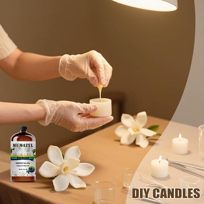 Gardenia Essential Oil, Gardenia Oil 16 Fl Oz 480ML for Diffuser Humidifier Yoga Cleaning DIY Candle Soap Making MUMAZYL Essential Oils
