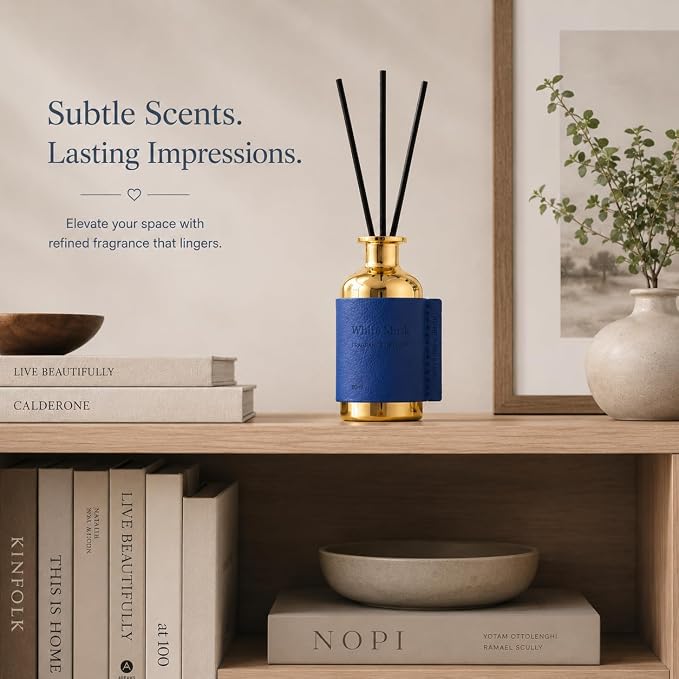 Reed Diffuser Set, White Musk / 2.7oz / Reed Diffusers for Home Fragrance – Natural Essential Oil Blend for Small Bathroom Decor, Aromatherapy Gift