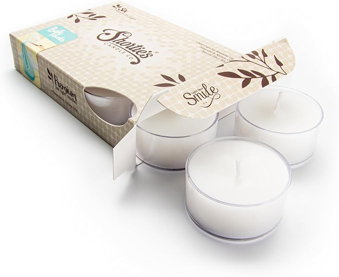 Baby Powder Premium Tealight Candles - Highly Scented with Essential & Natural Oils - 6 White Tea Lights - Beautiful Candlelight - Made in the USA - Fresh & Clean Collection