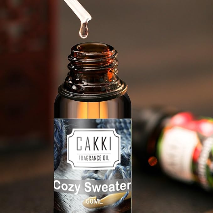 Essential Oils for Diffusers for Home, Scent-Cozy Sweater, Single Large Size 50ml, Cakki Fragrance Oils, for Candle Making, for Soap Making, Diffuser Oil Scents