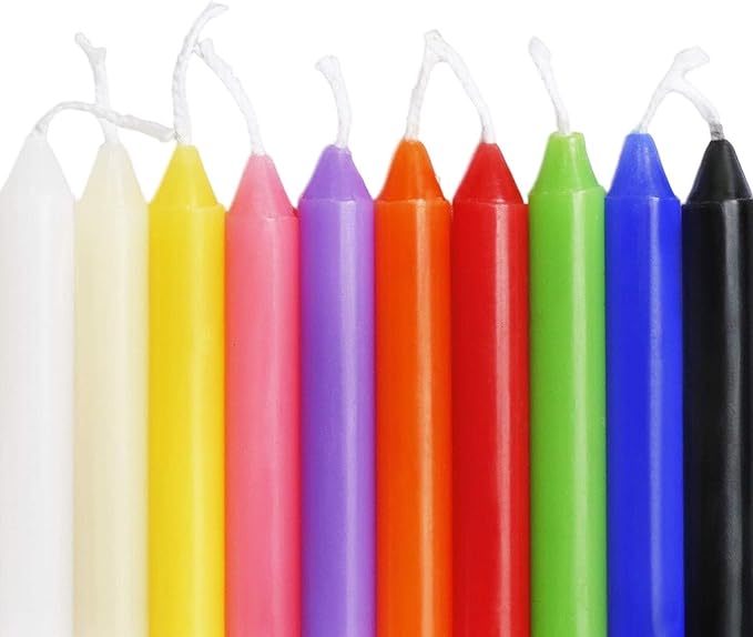 YOROXRG 100 pcs Spells Chime Candles Unscented Assorted Colors Mini Taper Candles | 4" Tall x 1/2" Diameter | Great for Casting Chimes, Rituals, Spells