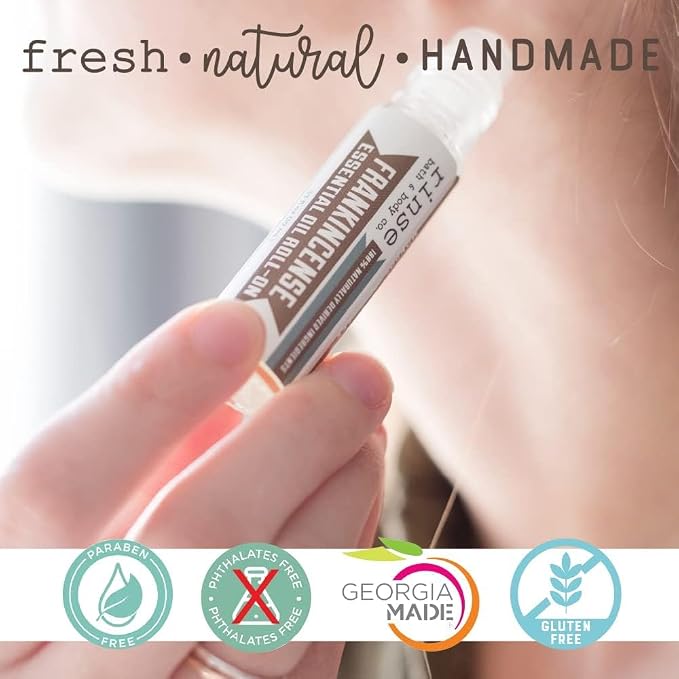 Rinse Bath & Body Frankincense Essential Oil Roll On - Premium Frankincense Oil w/Squalane Oil | No Mess and Easy Absorption | Aromatherapy | Travel Size | Non-GMO | .35oz