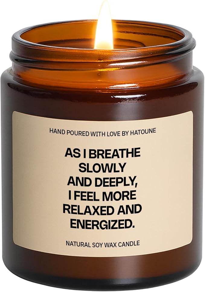 Relax & Energize Candle Deep Breath Scented Soy Candle Mindfulness Gift Stress Relief Aromatherapy Peaceful Energy Wellness GS6QE6, The Famous Fig, 3.4 oz