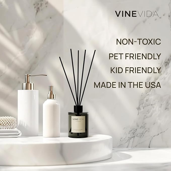 VINEVIDA | Lavender Vanilla | Reed Diffuser for Home & Bathroom | Long-Lasting Scent Sticks Set | Oil Stick Diffuser | Bathroom Scent
