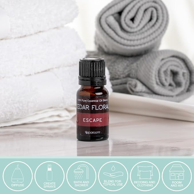 SpaRoom Aromatherapy 100% Pure Undiluted Essential Oil, Escape Cedar Floral Blend, 10 mL