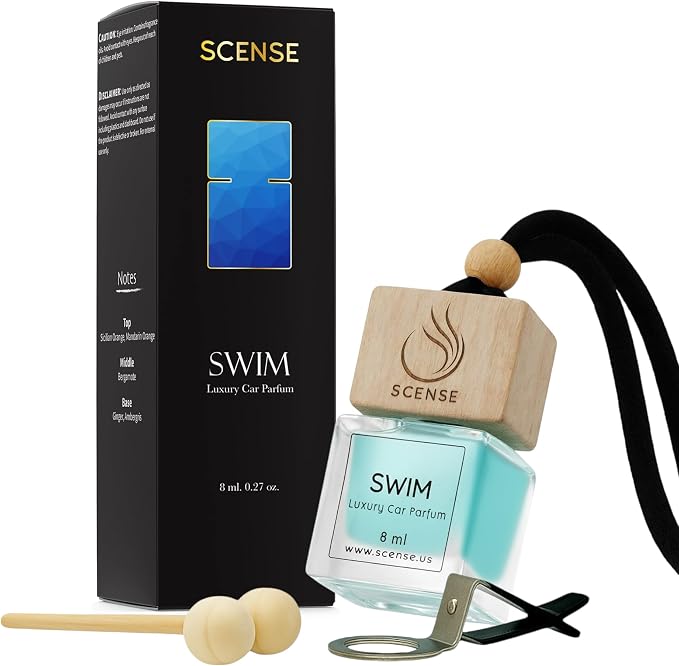 SWIM Luxury Car Air Freshener for Men & Women | Perfume Style Car Fragrance Diffuser & Vent Clip | Odor Eliminating Long Lasting Fresh Car Scent Refillable | Premium Car Scent by SCENSE