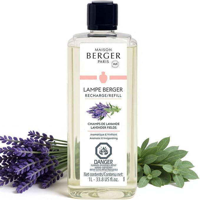 MAISON BERGER Lampe Berger Refill, 1 L, Lavender Fields | Catalytic Lamp Fragrance Refill, Helps Neutralize Odors, ~160 h Fragrance Diffusion, Made in France