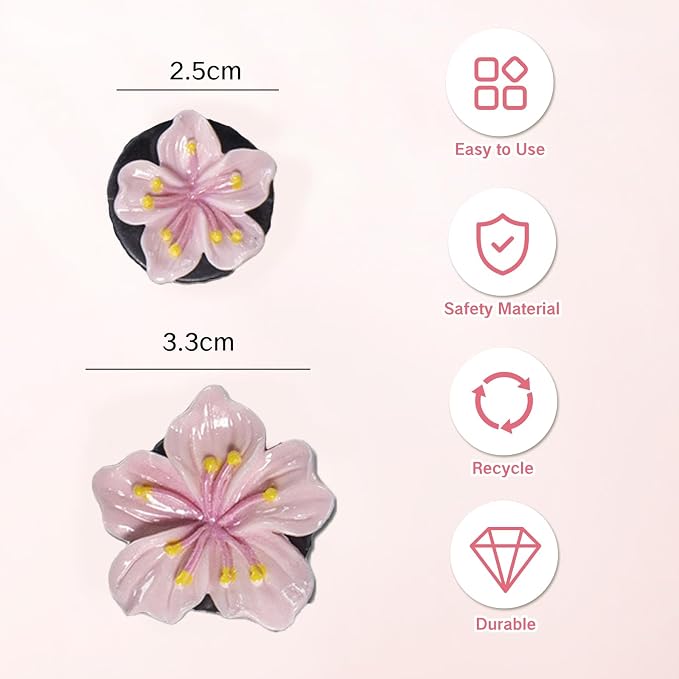 NIIIYTYB 3 Set Cute Car Vent Clips Flower Air Vent Clips for Fresheners Hawaiian Hibiscus and Cherry Blossom Car Accessories Aesthetic Interior Decor for Women Peach Blossom (Pink)