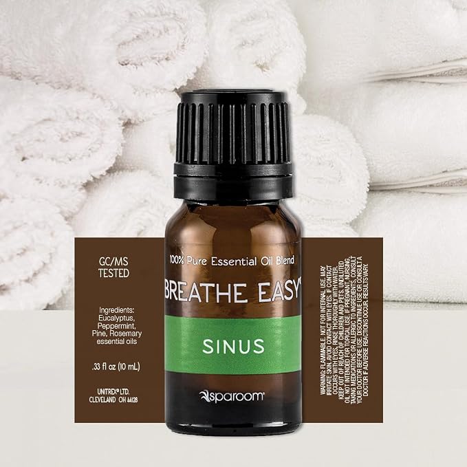 SpaRoom Aromatherapy 100% Pure Undiluted Essential Oil, Breathe Easy Sinus Blend, 10 mL