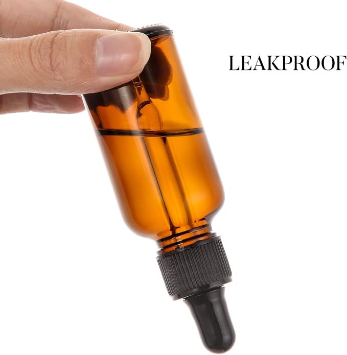 AOZITA 12 Pack, 2 oz Glass Dropper Bottle with 3 Stainless Steel Funnels & 1 Long Glass Dropper - 60ml Amber Tincture Bottles with Eye Droppers for Essential Oils, Liquids - Leakproof Travel Bottle