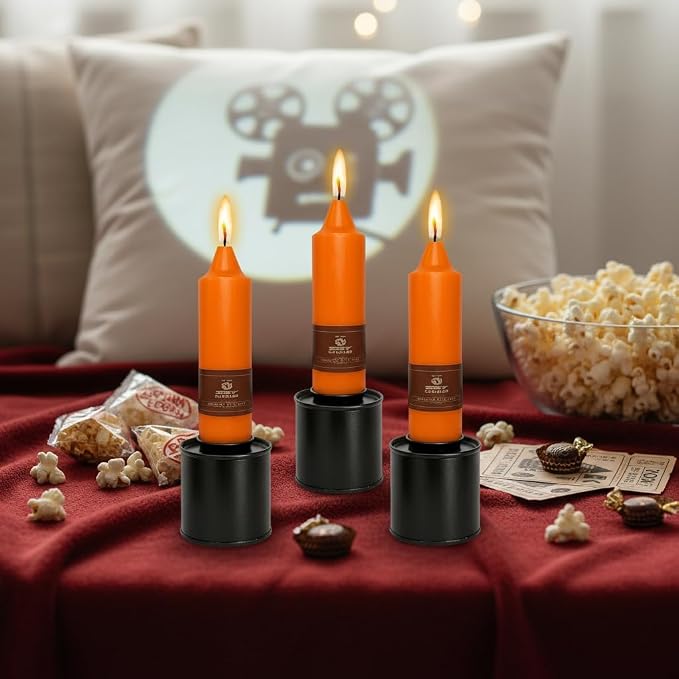 5 Inch Orange Taper Candles Hand Poured Unscented Smokeless Short Thick Tapered Candles for Morning Coffee Ritual Breakfast Table Everyday Centerpiece Relaxation