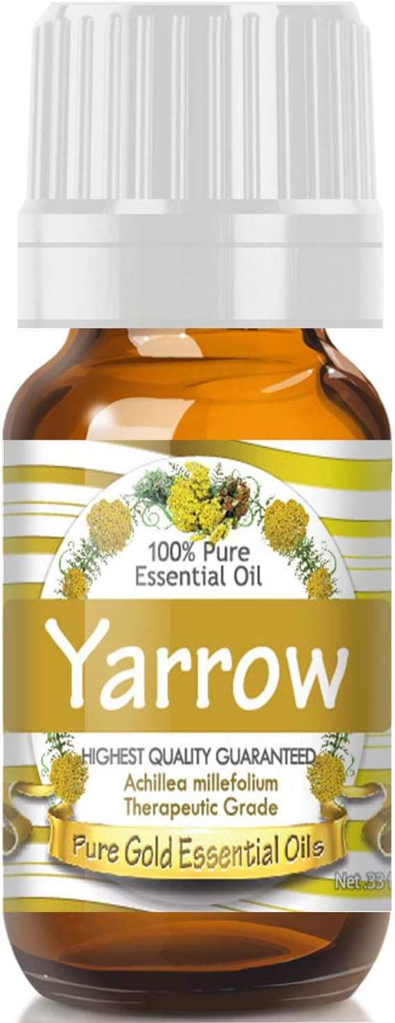 Pure Gold Essential Oils - Yarrow Essential Oil - 0.33 Fluid Ounces - Yarrow Essential Oil for Skin