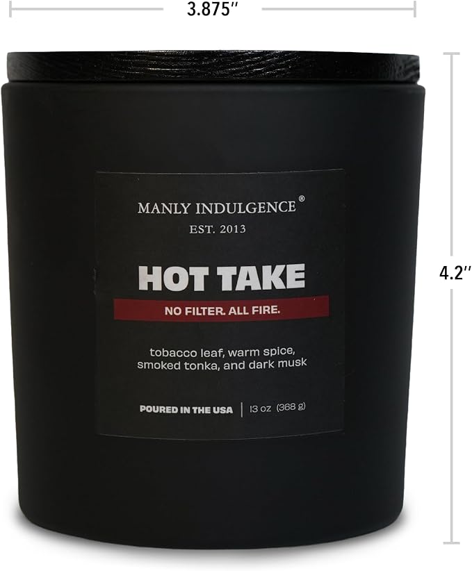 Manly Indulgence Hot Take Scented Candle, 2 Wick, 13 oz, Premium Soy Blend Wax, Candles for Home Scented - Made in The USA