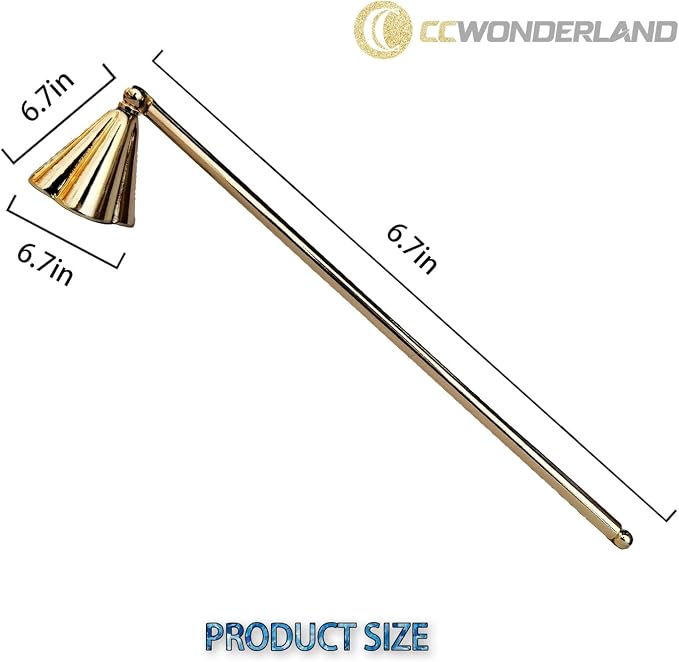 CC Wonderland Candle Snuffer Accessory - Stainless Steel Polished Candle Extinguisher Snuffer Accessory with Long Handle - for Putting Out Extinguish Candle Wicks Flame (Gold)