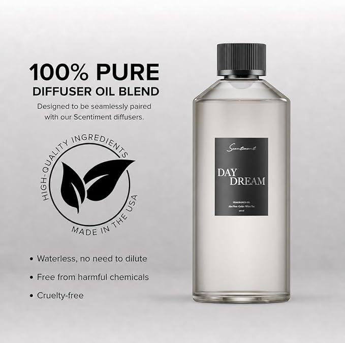 Scentiment Day Dream Diffuser Oil - Premium Hotel Scent with Notes of Aloe Vera, Cedar & White Tea Home Scent, Home Scent, Hotel Fragrance Oil Diffuser Refill - 16.91 fl oz (500 mL)