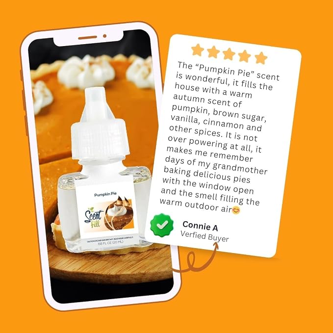 Scent Fill Pumpkin Pie Plug in Air Freshener, Scented Oil Refills, 2 Refills + Diffuser