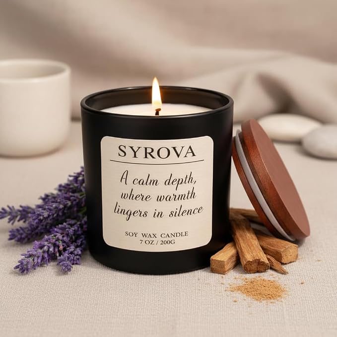 Lavender & Sandalwood Candle, Luxury Scented Soy Candle 7oz, Calming Relaxing Fragrance for Home, Stress Relief & Sleep Aromatherapy Candle, Gift for Women, Long Lasting Jar Candle