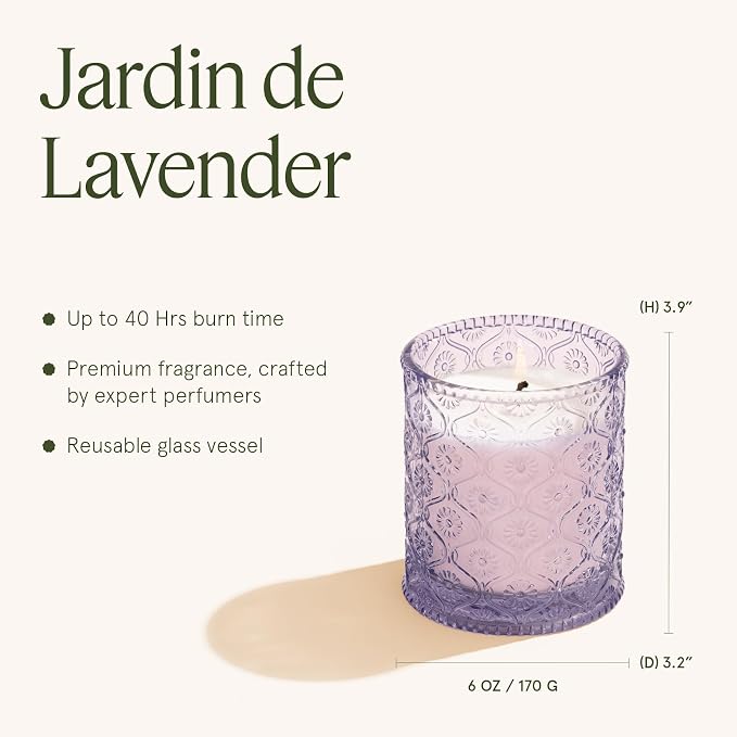 LA JOLIE MUSE Lavender Lilac Fresh Scented Candles for Home, Soy Wax 40 Hrs | Luxury Jar Candle, Clean Non Toxic, Gift for Women & Men, Relaxing Aromatherapy, Stress Relief, Decorative Purple Candles