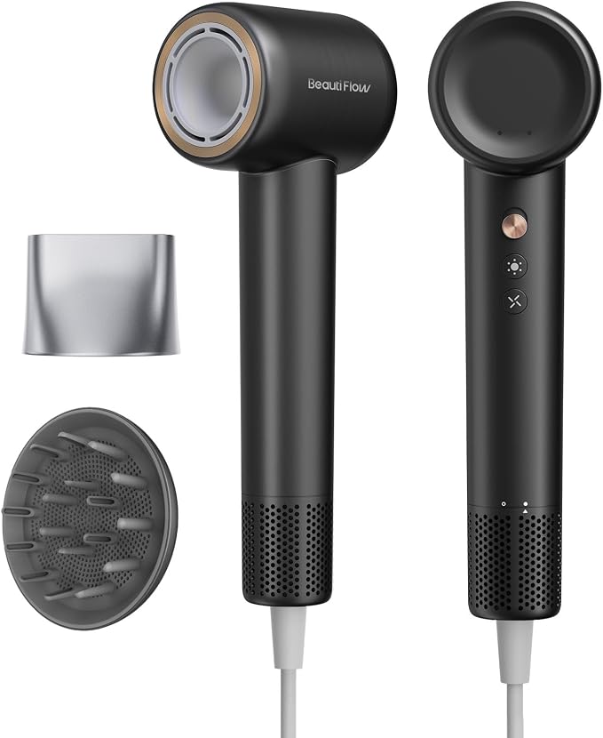 Hair Dryer, 110,000 RPM High-Speed Ionic Blow Dryer with Brushless Motor, Fast Drying, Low Noise Lightweight Design, Hair Dryer with Diffuser & Nozzle, Professional for Women & Men, Home or Travel