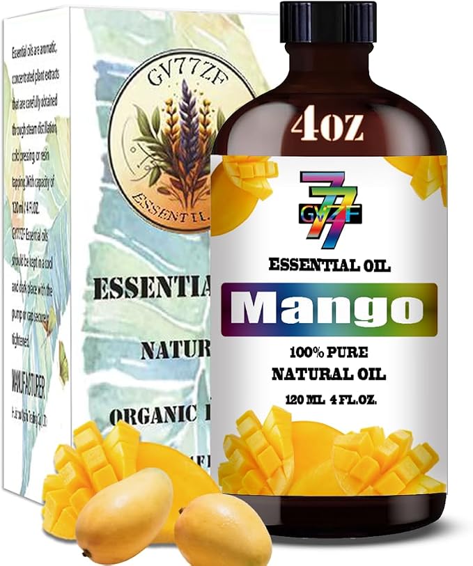Mango Essential Oil, Mango Oils, for Diffuser, DIY Candles, Soap, Humidifier, Bath, Gift, Essential Oil, GV77ZF Mango Fragrance Oil - 4 fl oz (120 ml)