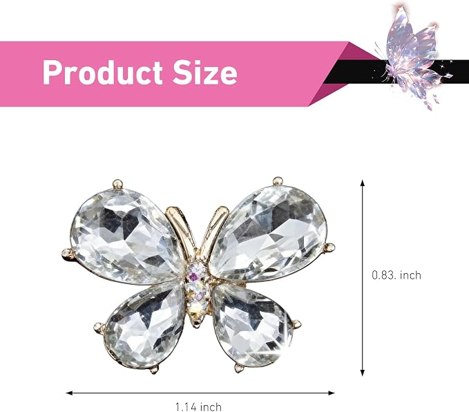 5PCS Bling Butterfly Car Air Vent Clips, Rhinestone-studded Vehicle Vent Trim Decor Accessories, Cute Creativity Crystal Butterfly Diffuser, Universal for Most Vehicles (White)