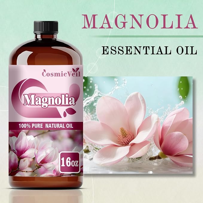 Magnolia Essential Oil Magnolia Oil for Aroma Diffuser,Humidifier,Home Fragrance,Cleaning,Body Care,Massage,Yoga,DIY Candle,DIY Soap CosmicVeil（Magnolia，16 Fl Oz (Pack of 1)）