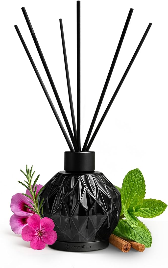 AromaPlan Reed Diffuser, Refreshing Minty Scent Diffuser (8.45 fl oz, 250ml)- Luxury Reed Diffusers Set for Home- Includes Reed Diffuser Sticks & Fragrance Oil in Glass Bottle