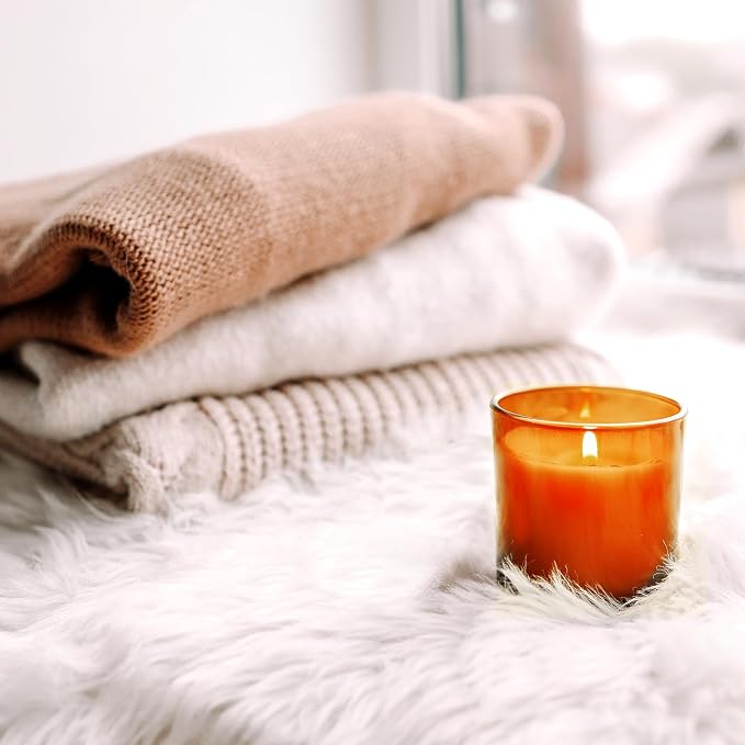 SHOWIN 8 OZ Thick Candle Jars for Making Candles 15 Pcs, Orange Empty Jars with Wood Lids for Candle Making, Sample Container,Clear Orange