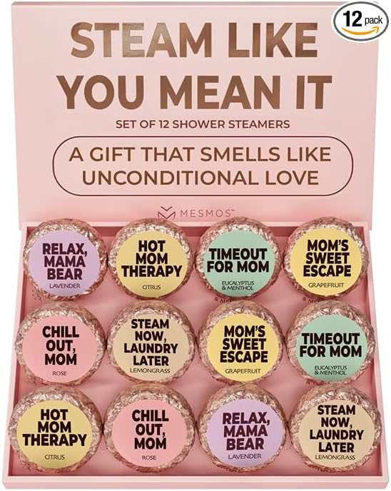 MESMOS 12 Assorted Shower Steamers Aromatherapy, Gifts for Moms Who Have Everything, Birthday Presents, Good Things & Unique Gifts for Mom from Daughter & Son, Relaxation Self Care Mom Gift Items
