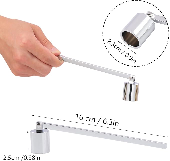 8 Pack Silver Candle Snuffer, Premium Stainless Steel Wick Flame Extinguisher, 6.3 Inch Long Handle, Elegant Design for Scented Candles, Wick Snuffer for Candle Lovers