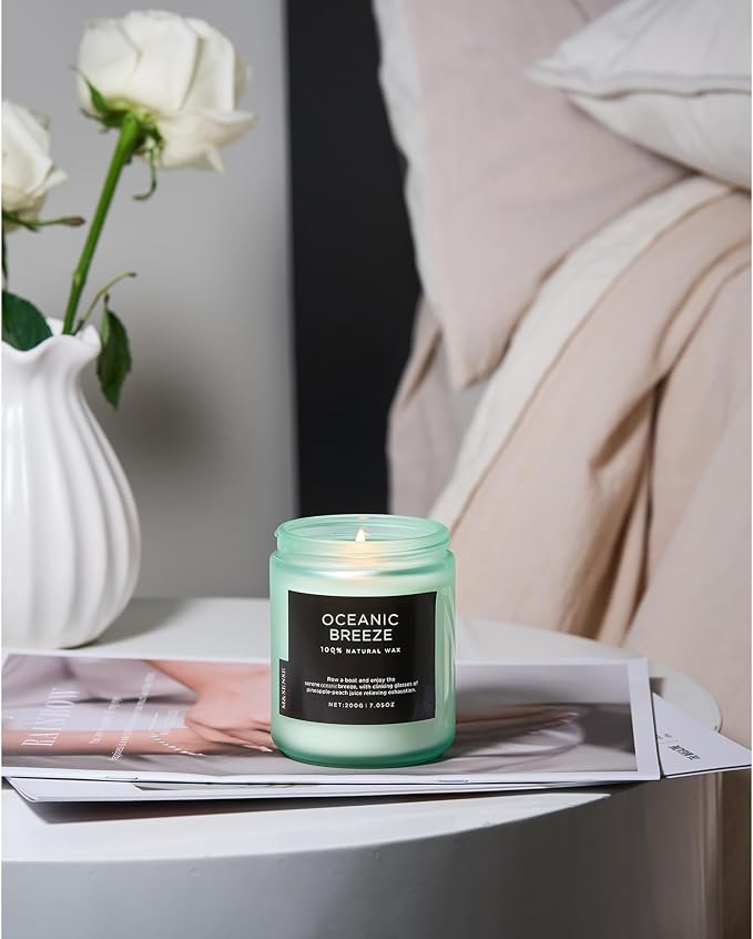 M&SENSE Oceanic Breeze Home Scented Candles, 7.05oz Natural Soy Wax, 50-Hour Slow Burning, Non Toxic Organic Candle, Aromatherapy Fragrance for Stress Relief, Housewarming Gifts for Women/Men