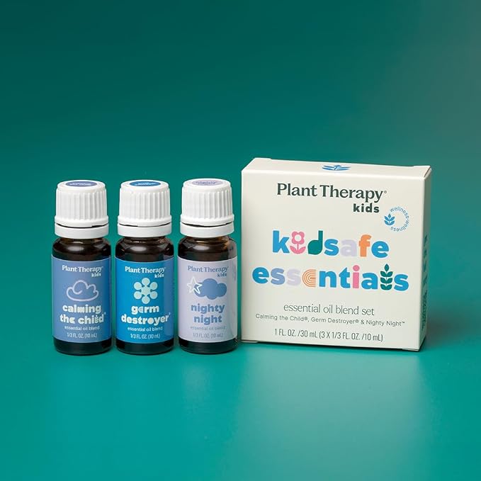 Plant Therapy Kids The Essentials Blend Set, 10 mL (1/3 oz) Each, Made with 100% Pure, Undiluted Essential Oils, KidSafe Essential Oils for Calming, Sleep, and Immune Support