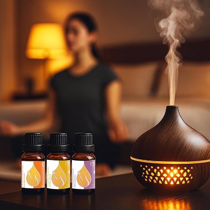 Set Evening Meditation Organic Essential Oils |0.84 Fl Oz | Frankincense (5ml) + Ylang Ylang (10ml) + Cedarwood (10ml) | 100% Pure and Natural | Undiluted | Therapeutic Grade | Non-GMO | 3 pcs