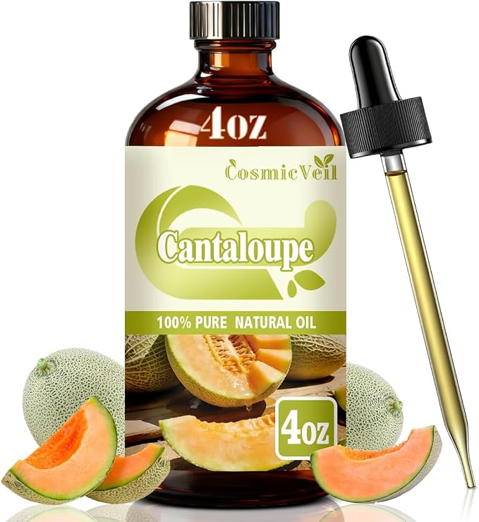 Cantaloupe Essential Oil for Aroma Diffuser,Humidifier,Home Fragrance,Cleaning,Body Care,Massage,Yoga,DIY Candle,DIY Soap CosmicVeil（Cantaloupe，4 Fl Oz (Pack of 1)）