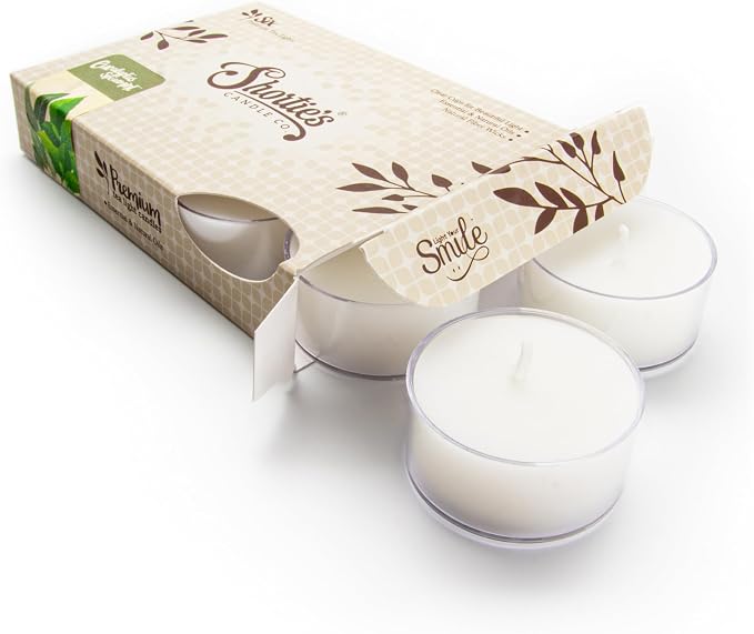 Eucalyptus Spearmint Premium Tealight Candles - Highly Scented with Essential & Natural Oils - 6 White Tea Lights - Beautiful Candlelight - Made in the USA - Fresh & Clean Collection