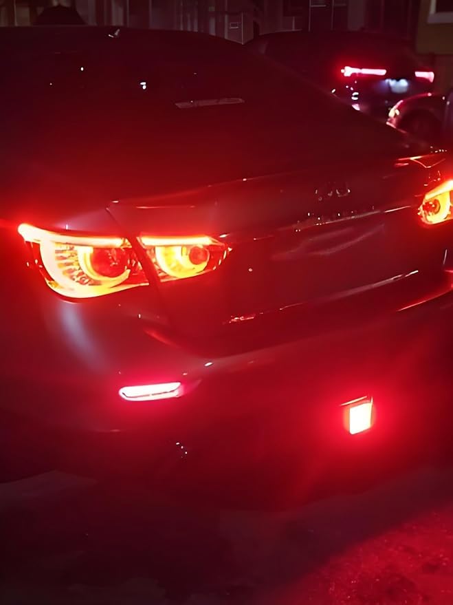 Rear Diffuser W/LED Brake Light Compatible with Infiniti Q50 2014 2015 2016 2017,Add-on Body Kit Rear Bumper Lower Lip Splitter Exterior Accessories (Gloss Black)