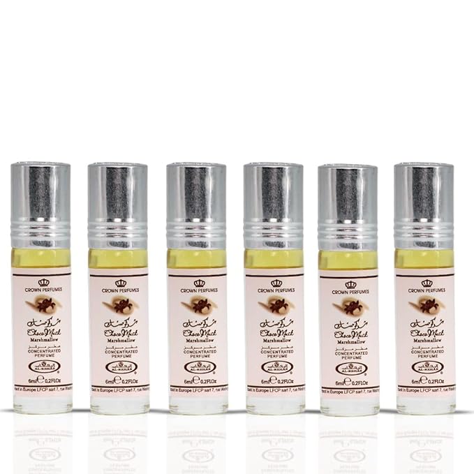 Al-Rehab Choco Musk Marshmallow Perfume Oil Roll-On - 6ml (0.2 oz) | Gourmand Fragrance with Strawberry, Marshmallow & Cocoa | Sweet, Fluffy & Addictive | Arabian Dessert Scent (Box of 6)