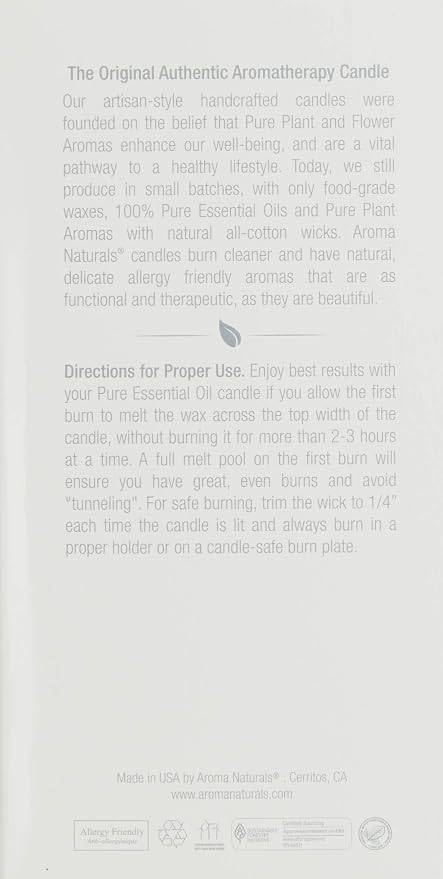 Aroma Naturals Essential Oil Scented Pillar Candle, Tranquility, 2.75 Inch X 5 Inch, Lavender, 1 Pound