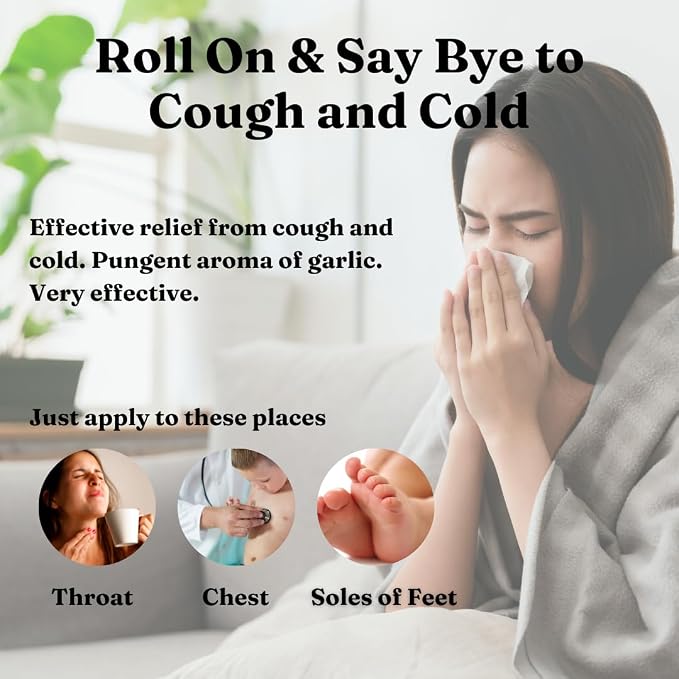 Shwas Cold Sore Throat Relief Roll On Essential Oil for Cough & Congestion, Eucalyptus, Peppermint Frankincense Essential Oil Blend for Breathing Comfort, Adults & Kids 10ml / 0.33 fl oz