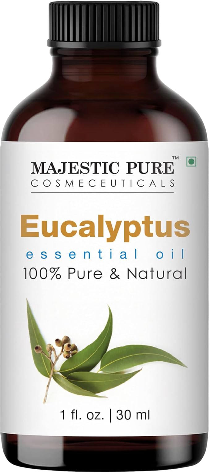 Majestic Pure Eucalyptus Essential Oil - 100% Pure Eucalyptus Oil for Aromatherapy, Massage & Topical Uses, Perfect for Diffuser & Essential Oil Diffuser - 1 Fl Oz
