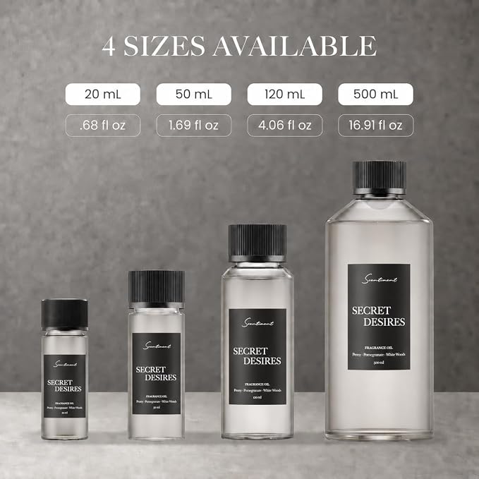 Scentiment Secret Desires Diffuser Oil - Premium Hotel Scent with Notes of Peony, Pomegranate & White Woods Home Scent, Hotel Fragrance Oil Diffuser Refill - 0.68 fl oz (20 mL)