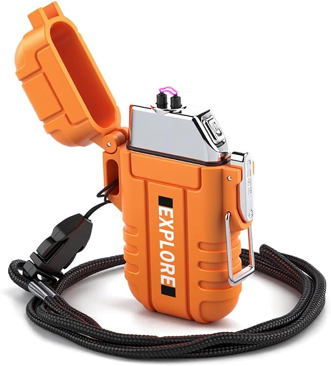 LcFun Electric Lighter USB C Rechargeable Plasma Lighter Windproof Flameless Arc Lighters, Waterproof Matches for Camping Hiking Hunting, Survival Tactical Gear Gifts for Men Fathers Husband